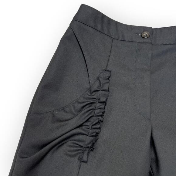 Bruno Pieters Ruffled Pant High Rise EU 36 WAIST 25 x 32 Black Zip Ankle Belgian - Picture 11 of 12